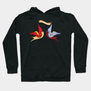 Two swallows and ribbon Hoodie